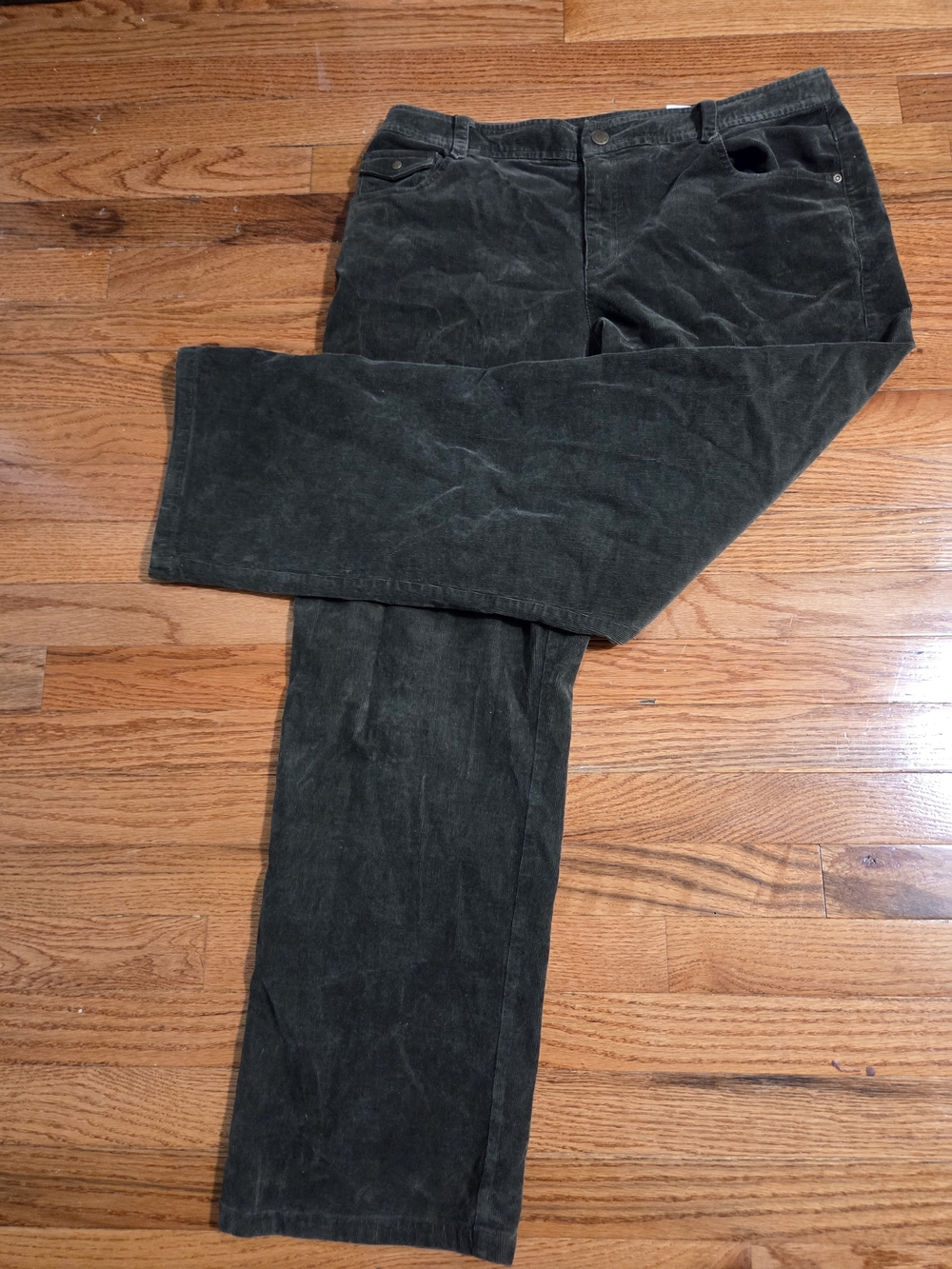 Women's Wide Leg Corduroy Jeans in Dark Green